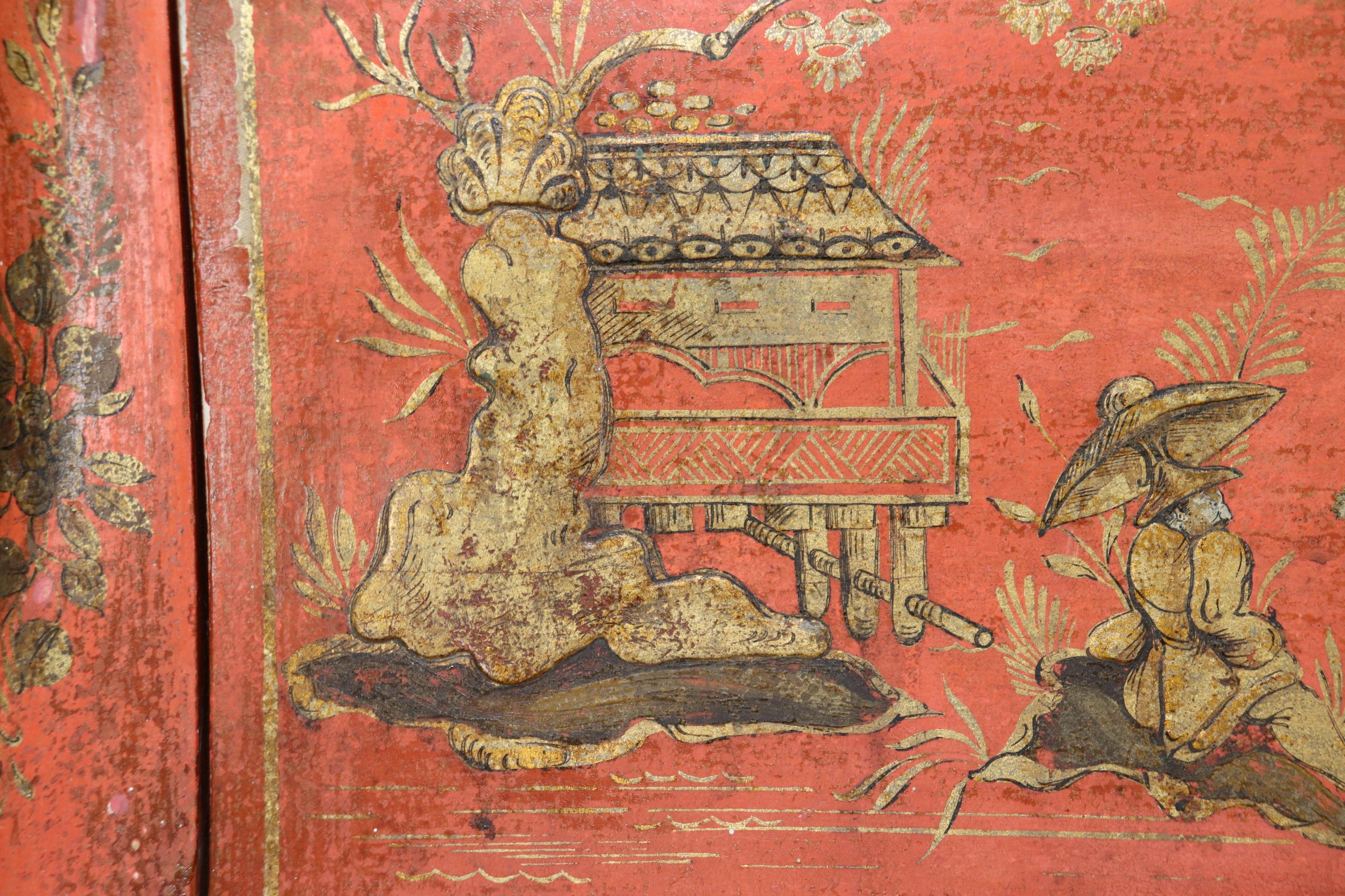 Scrivania rococò veneziana in foglia d'oro rossa di fine fattura in vendita 8
