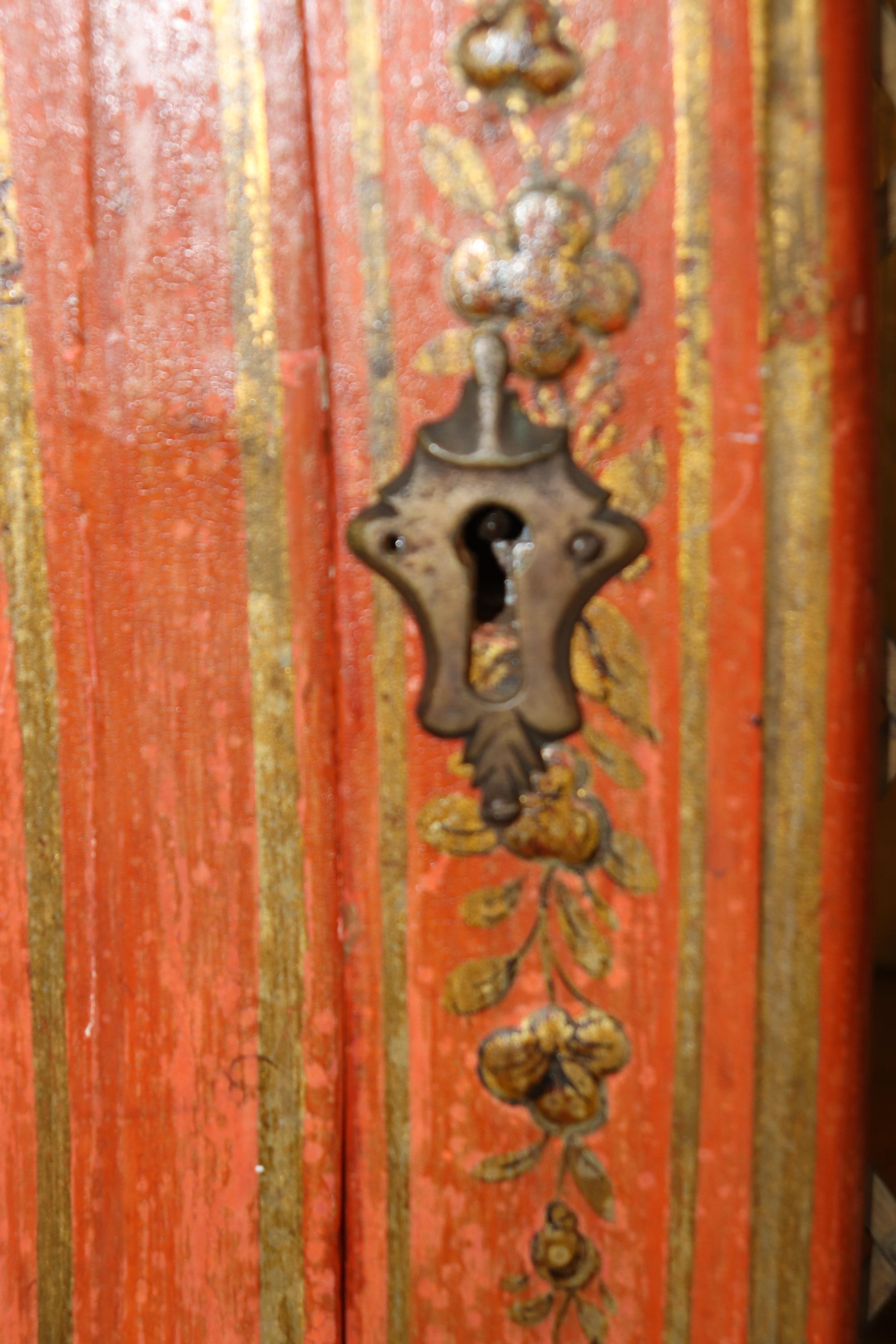 Scrivania rococò veneziana in foglia d'oro rossa di fine fattura in vendita 2