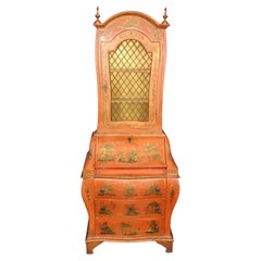 Feiner roter Chinoiserie-Blattgold-Schreibtisch aus italienischer Fertigung im venezianischen Rokoko-Stil