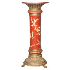 Fine Red Chinoiserie Porcelain Bronze French Empire Pedestal Column Circa 1890