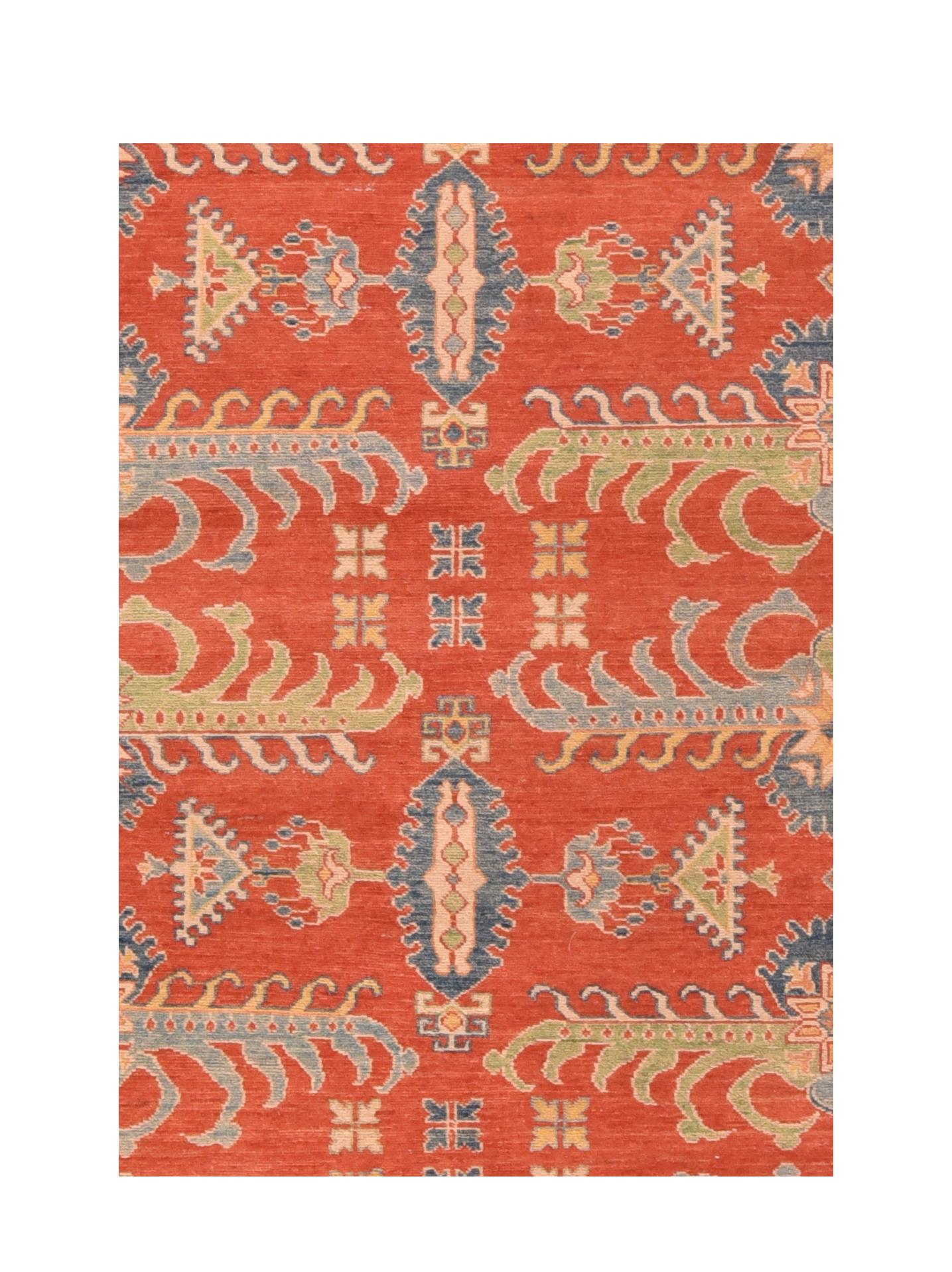 Tapis de course Pak Kazak rouge, noué à la main.

Design : Tribal

Un tapis pakistanais (tapis persan ou tapis pakistanais) est un type de textile de revêtement de sol fait à la main et traditionnellement fabriqué au Pakistan.

L'art du