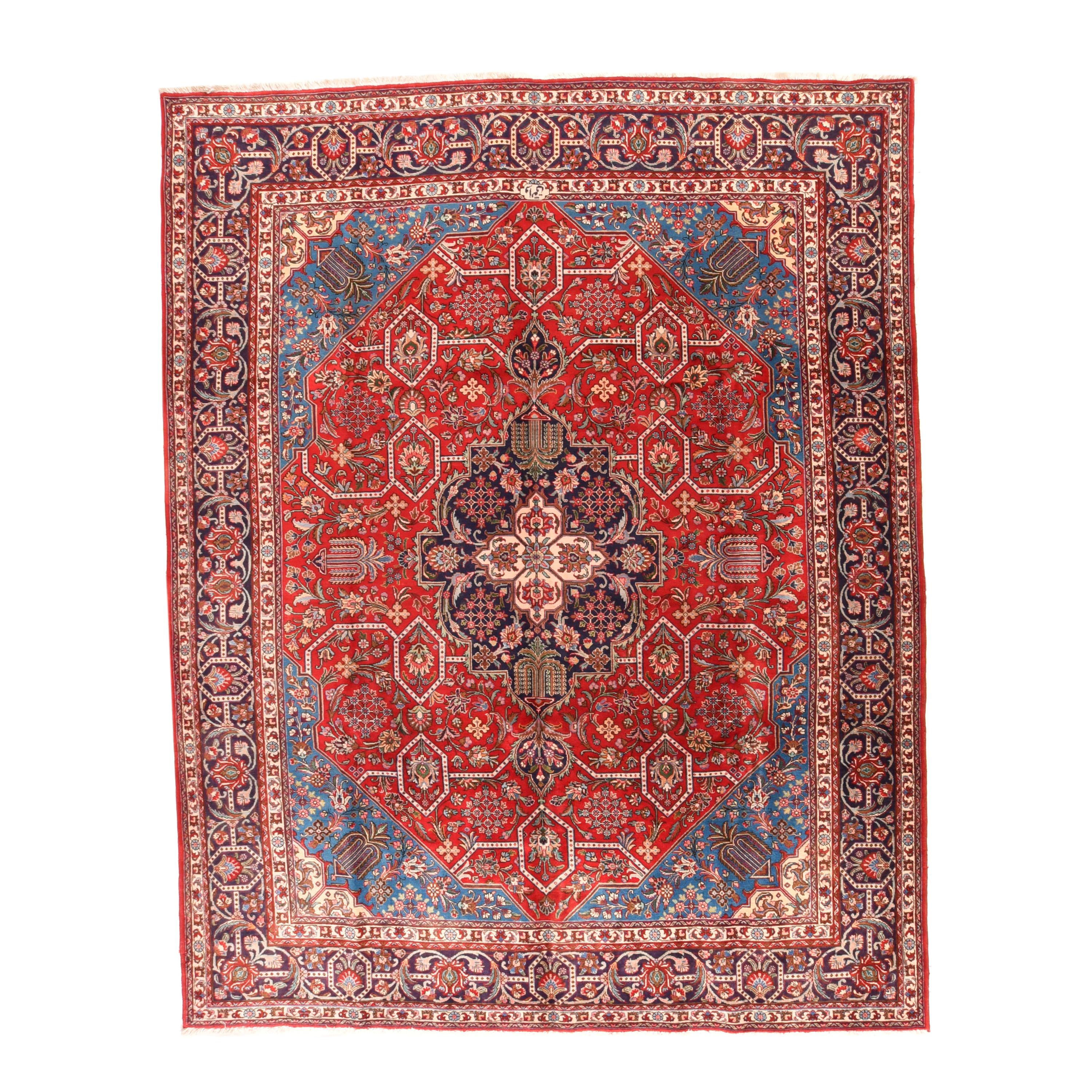 Fine Red Vintage Tabriz Persian Rug, Hand Knotted, circa 1950s
