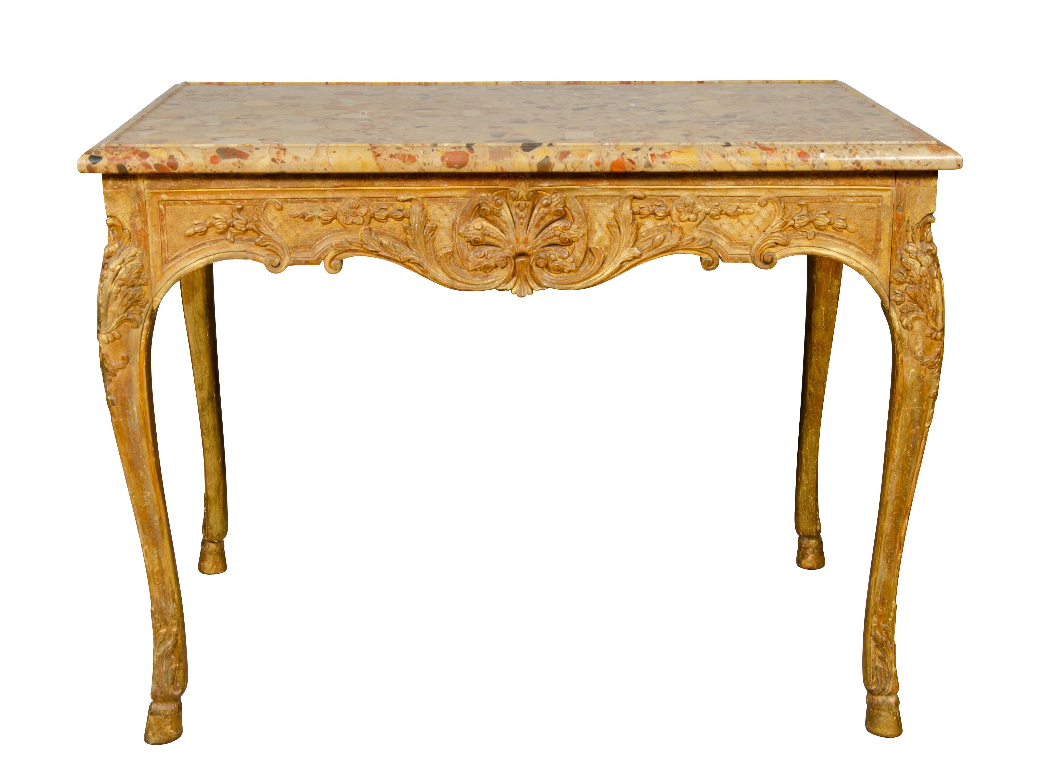 Mid-18th Century Fine Regence Giltwood Center Table For Sale