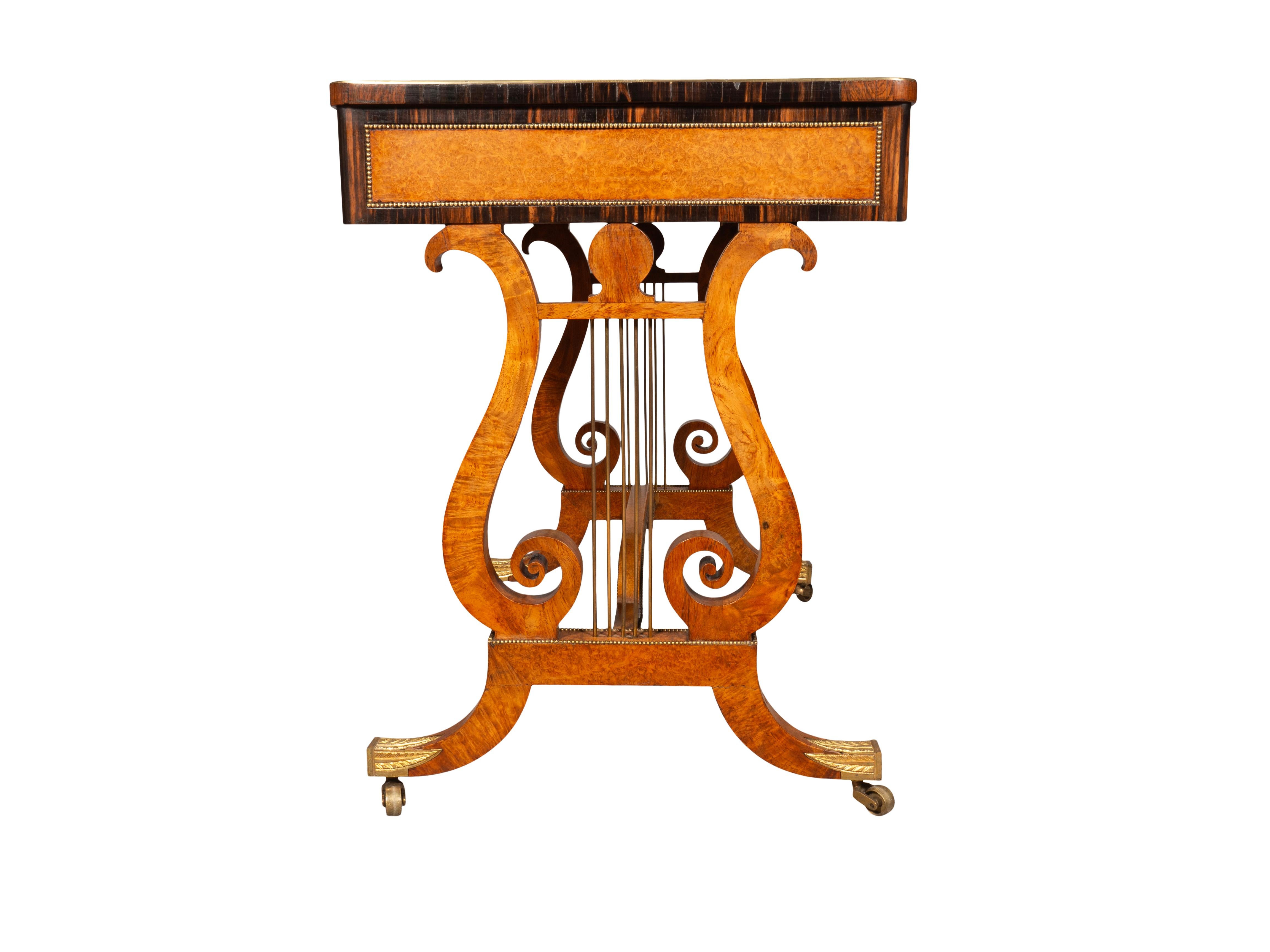 English Fine Regency Amboyna And Calamander Games Table