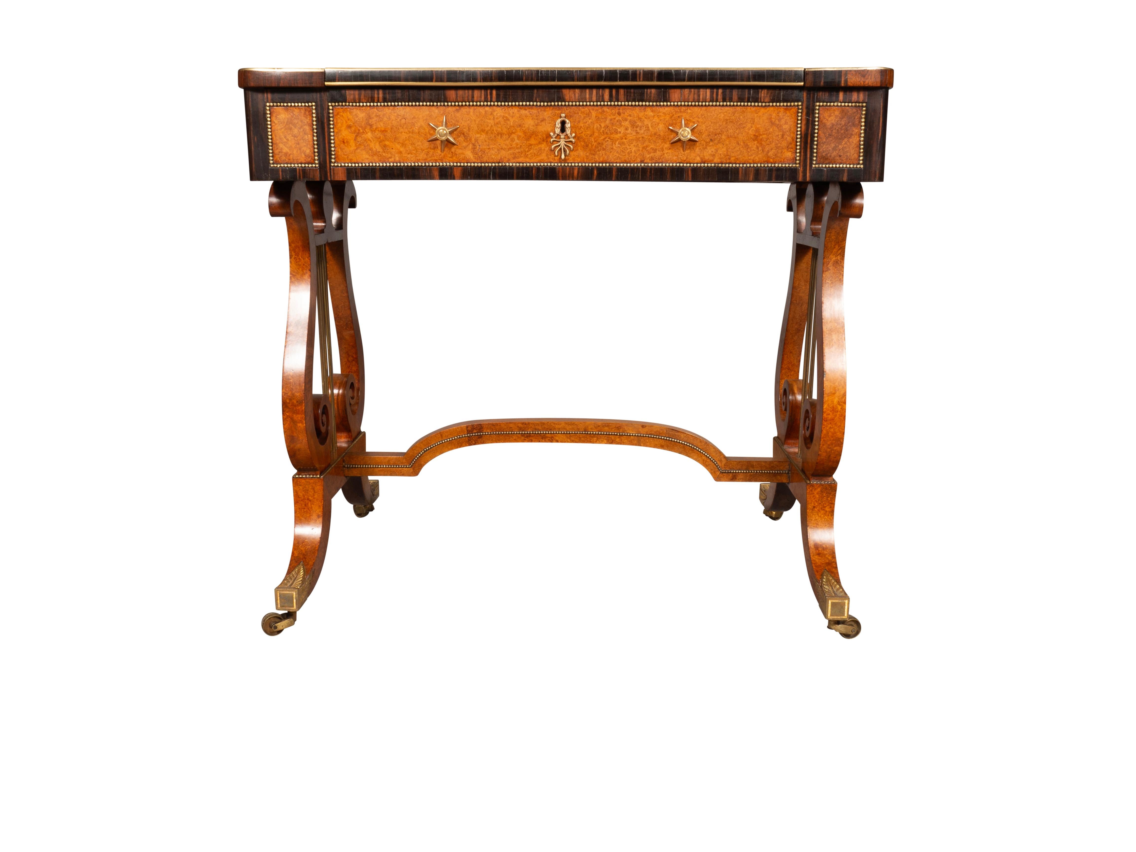 Fine Regency Amboyna And Calamander Games Table In Good Condition In Essex, MA