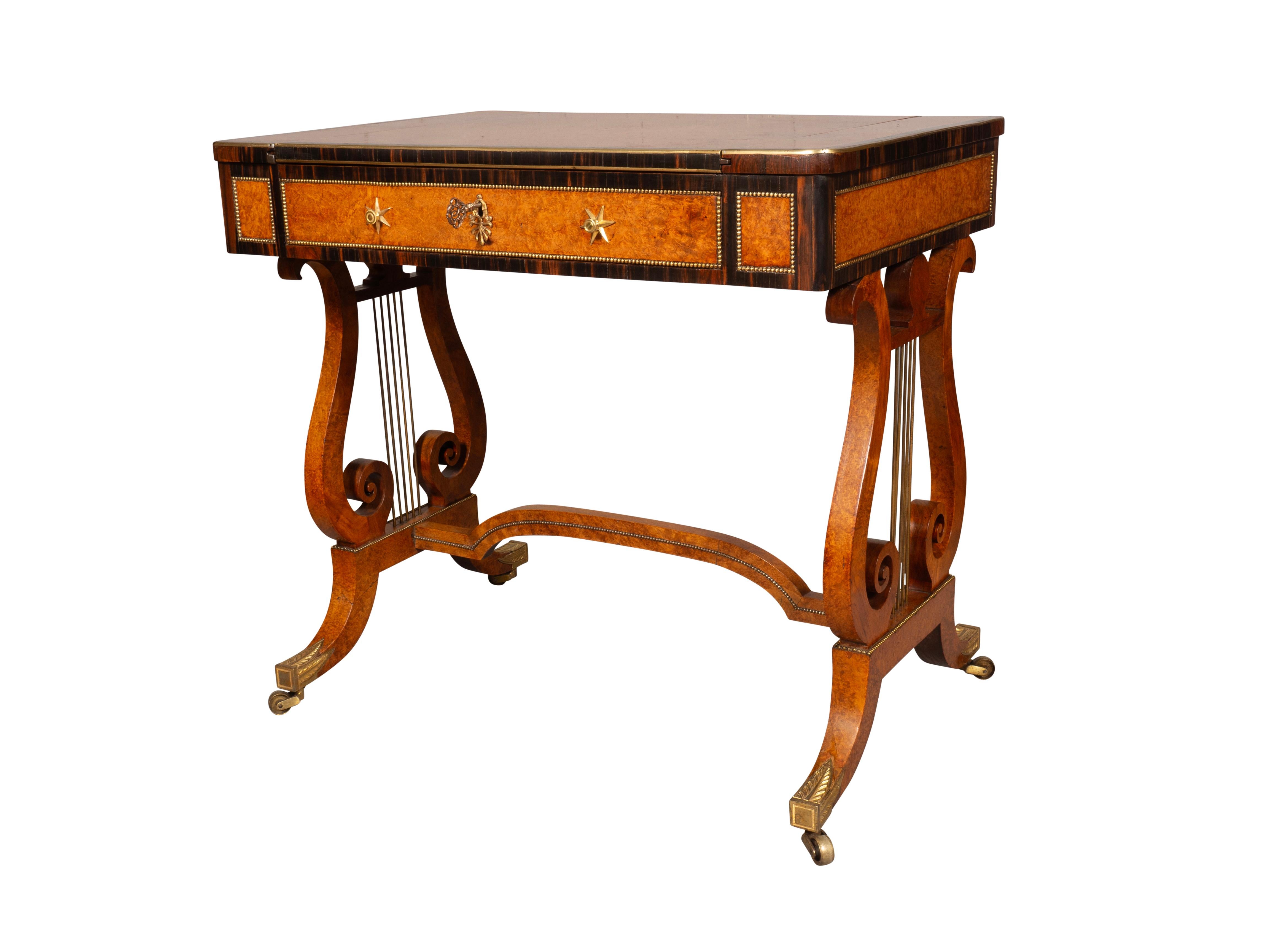 Bronze Fine Regency Amboyna And Calamander Games Table