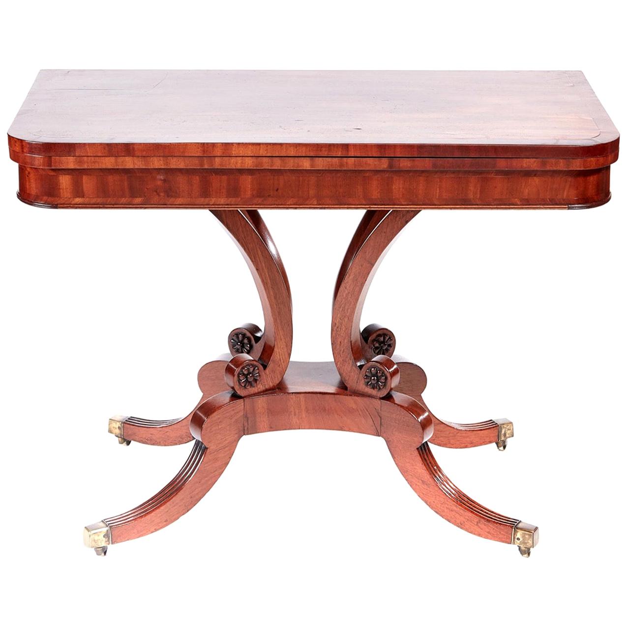 Fine Regency Antique Mahogany Card/Side Table For Sale