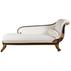 Fine Regency Black Painted and Gilt Daybed in the Manner of George Smith