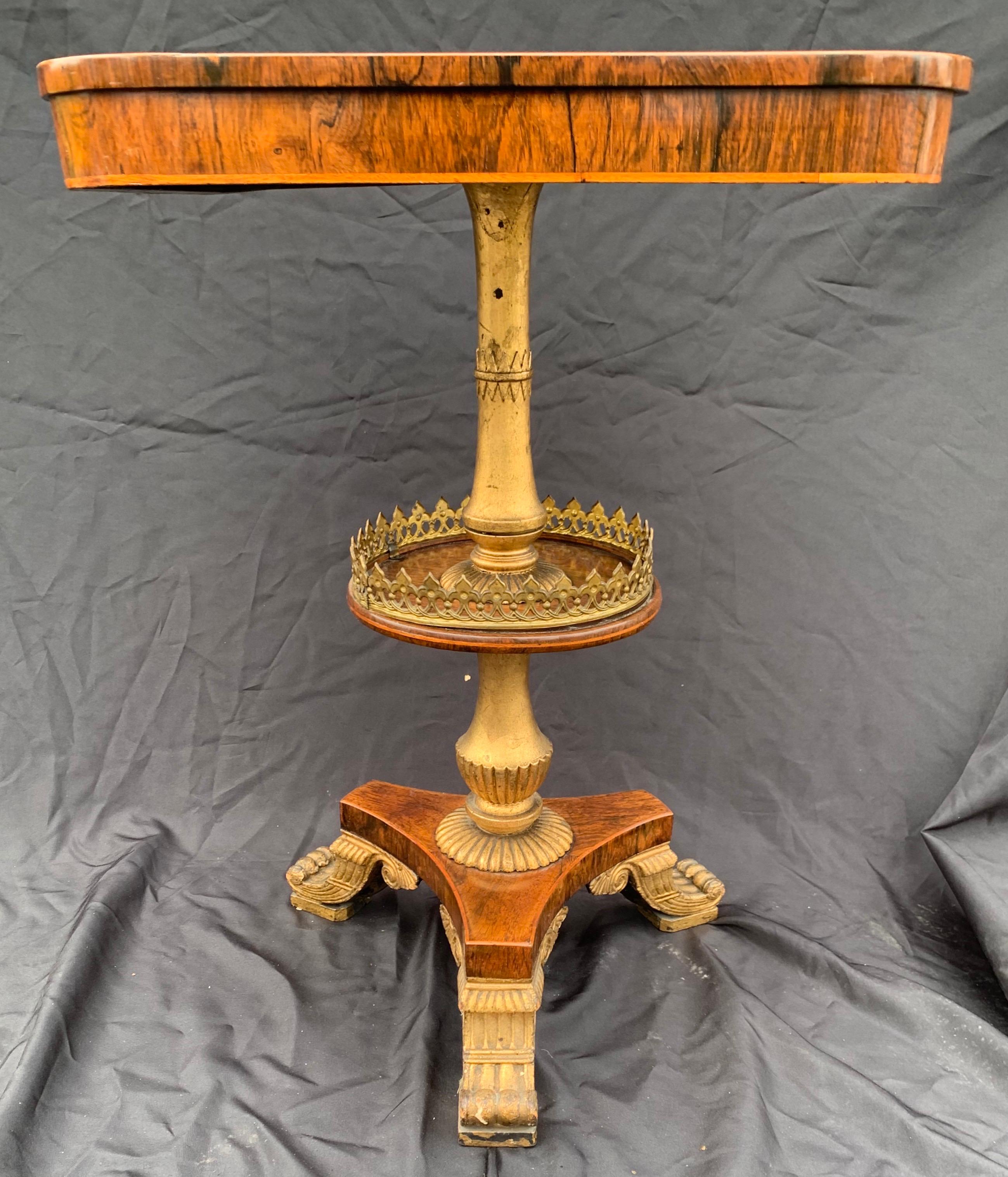 Neoclassical Fine Regency Bronze Ormolu Rosewood Empire Tilt Top Marquetry Paw Foot Table For Sale