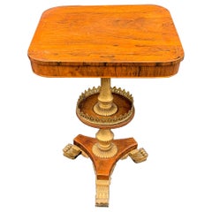 Fine Regency Bronze Ormolu Rosewood Empire Tilt Top Marquetry Paw Foot Table