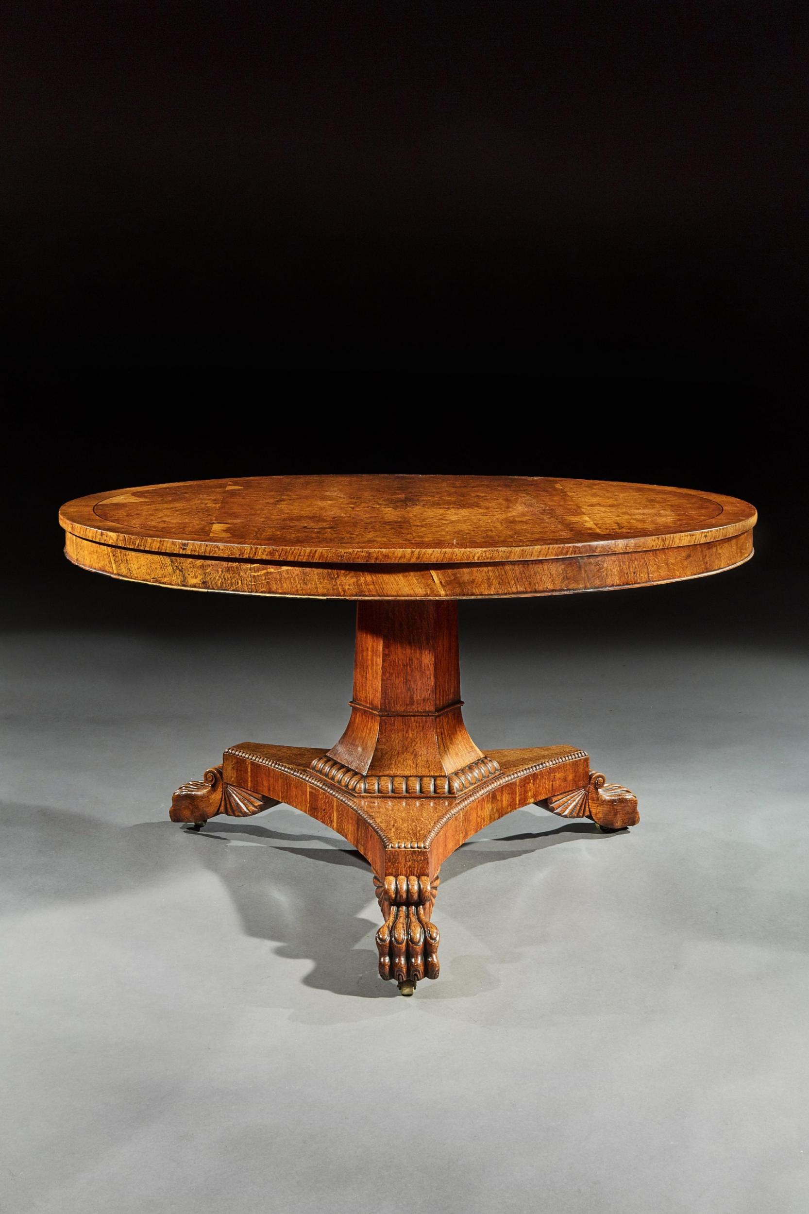 19th Century Fine Regency Burr Oak Tilt-Top Table