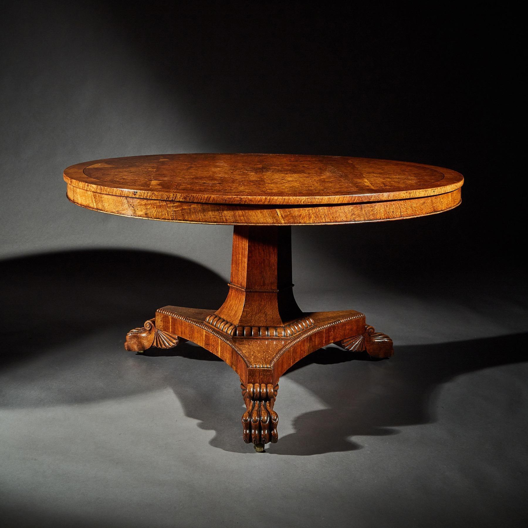 Fine Regency Burr Oak Tilt-Top Table 1