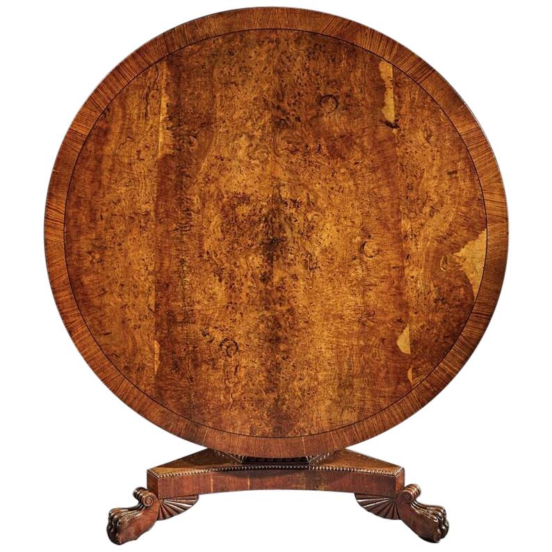 Fine Regency Burr Oak Tilt-Top Table