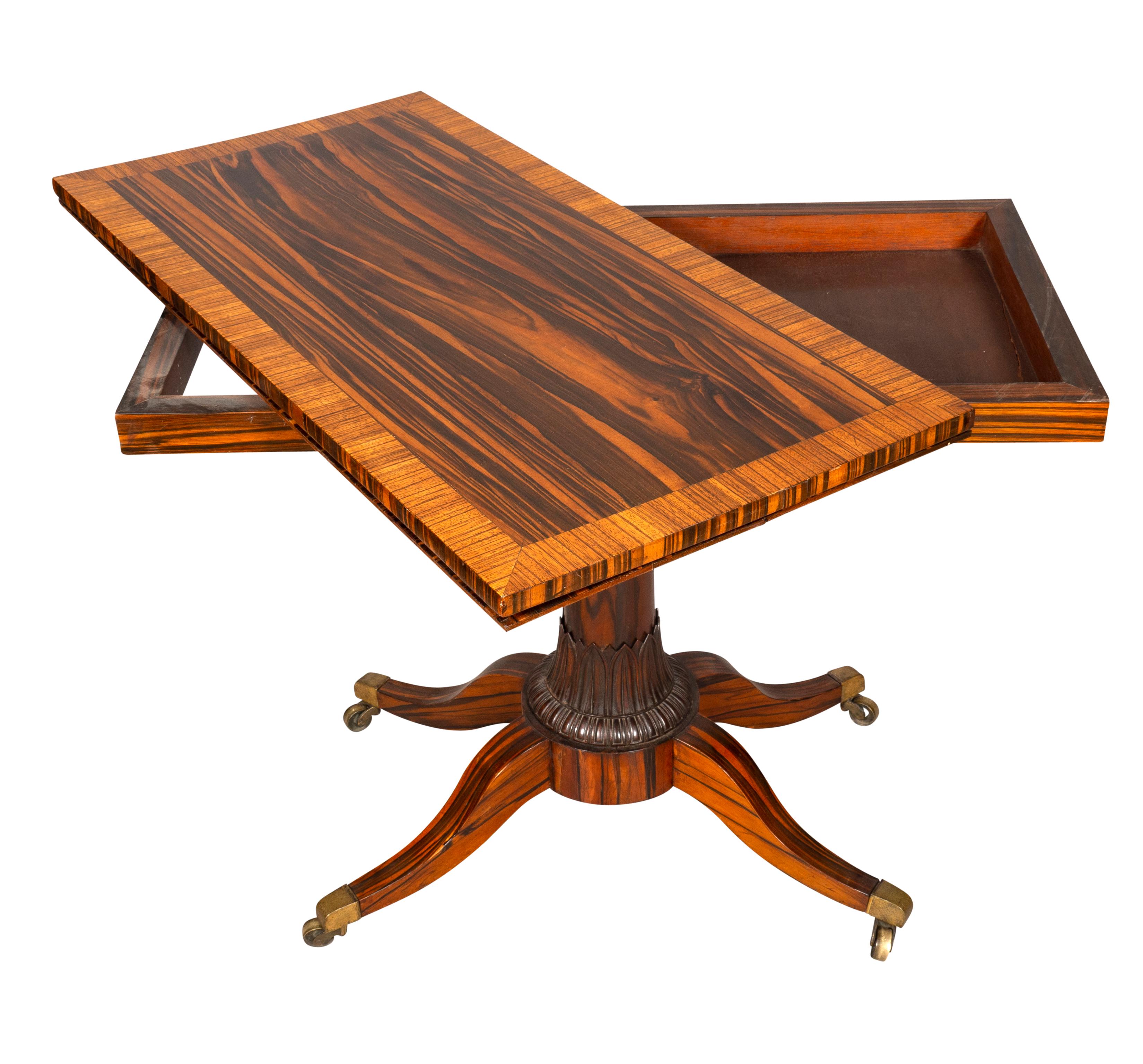 Fine Regency Calamander and Rosewood Games Table For Sale 7