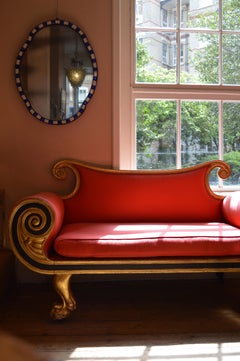 Fine 19th Century Giltwood English Regency Daybed with Red Upholstery
