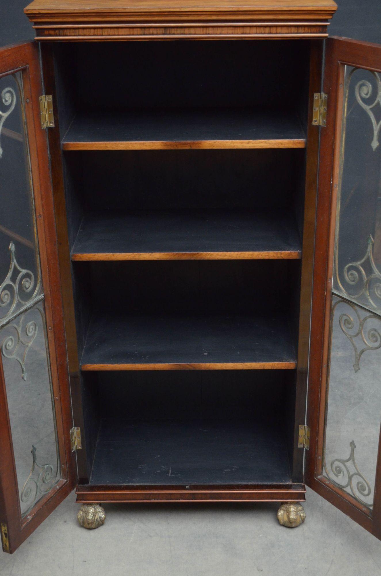 Fine Regency Display Cabinet or Bookcase in Rosewood For Sale 10
