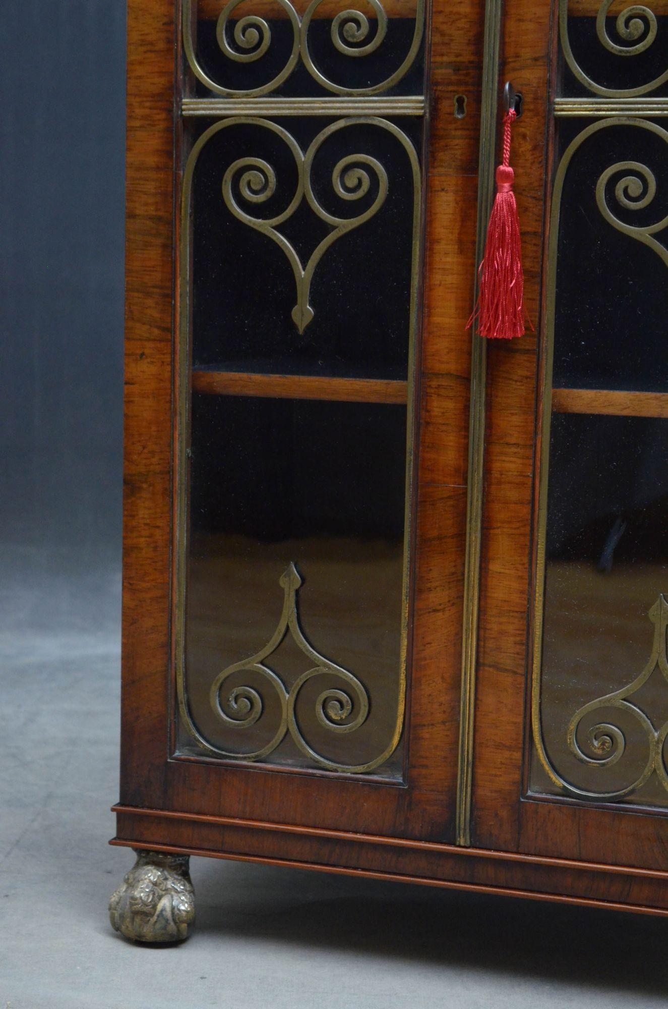 19th Century Fine Regency Display Cabinet or Bookcase in Rosewood For Sale