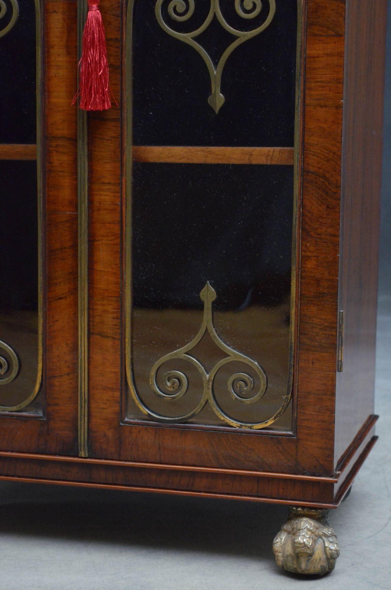 Fine Regency Display Cabinet or Bookcase in Rosewood For Sale 4