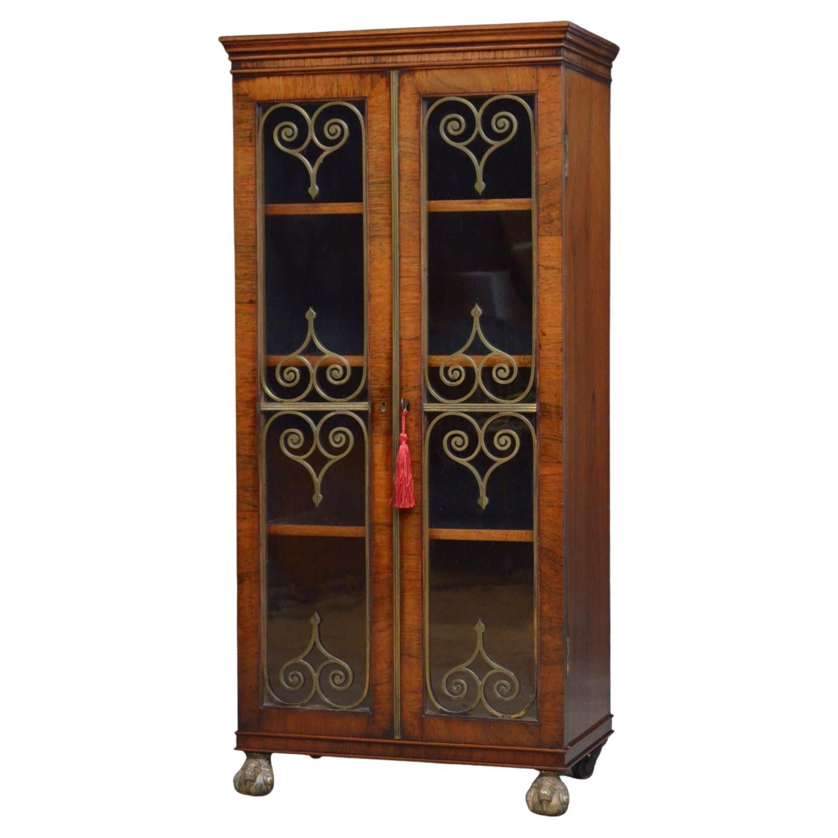 Fine Regency Display Cabinet or Bookcase in Rosewood For Sale