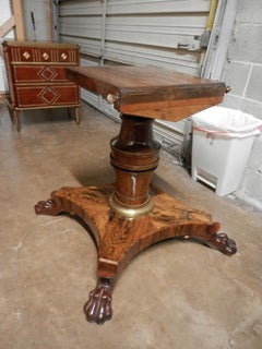 Fine Regency English 19th Century Mahogany and Brass Inlayed Center Table