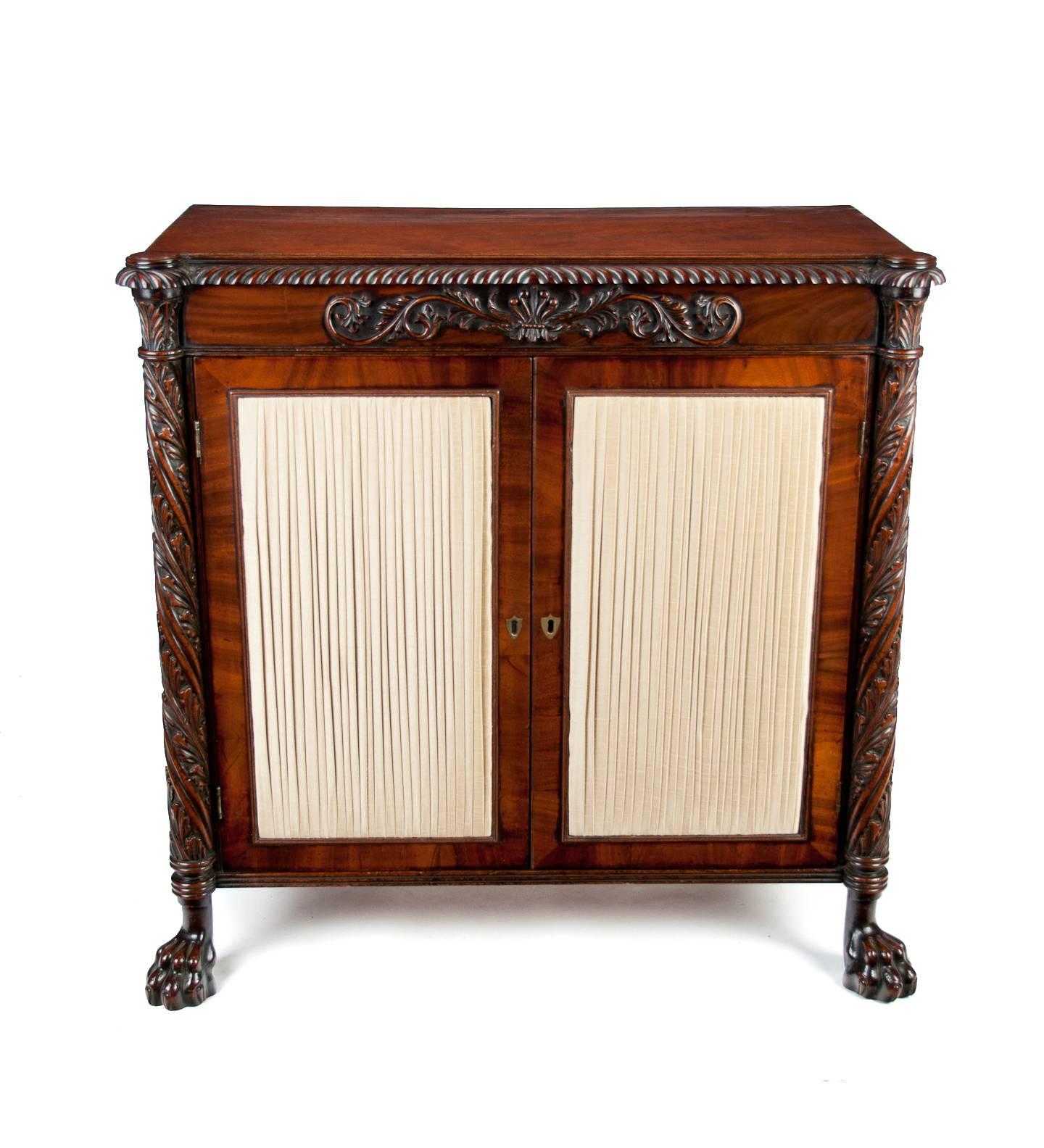 Fine Regency Irish Mahogany Two-Door Side Cabinet or Chiffonier 8