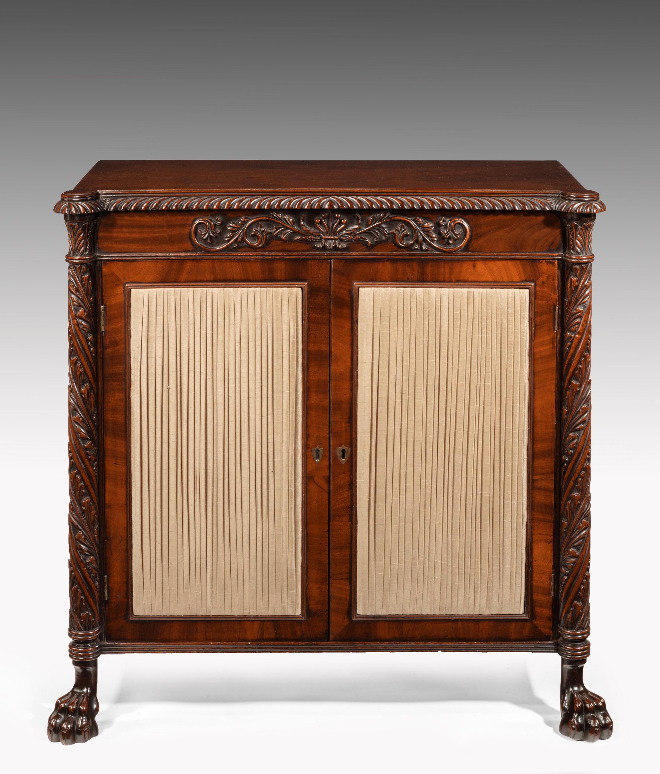 19th Century Fine Regency Irish Mahogany Two-Door Side Cabinet Chiffonier