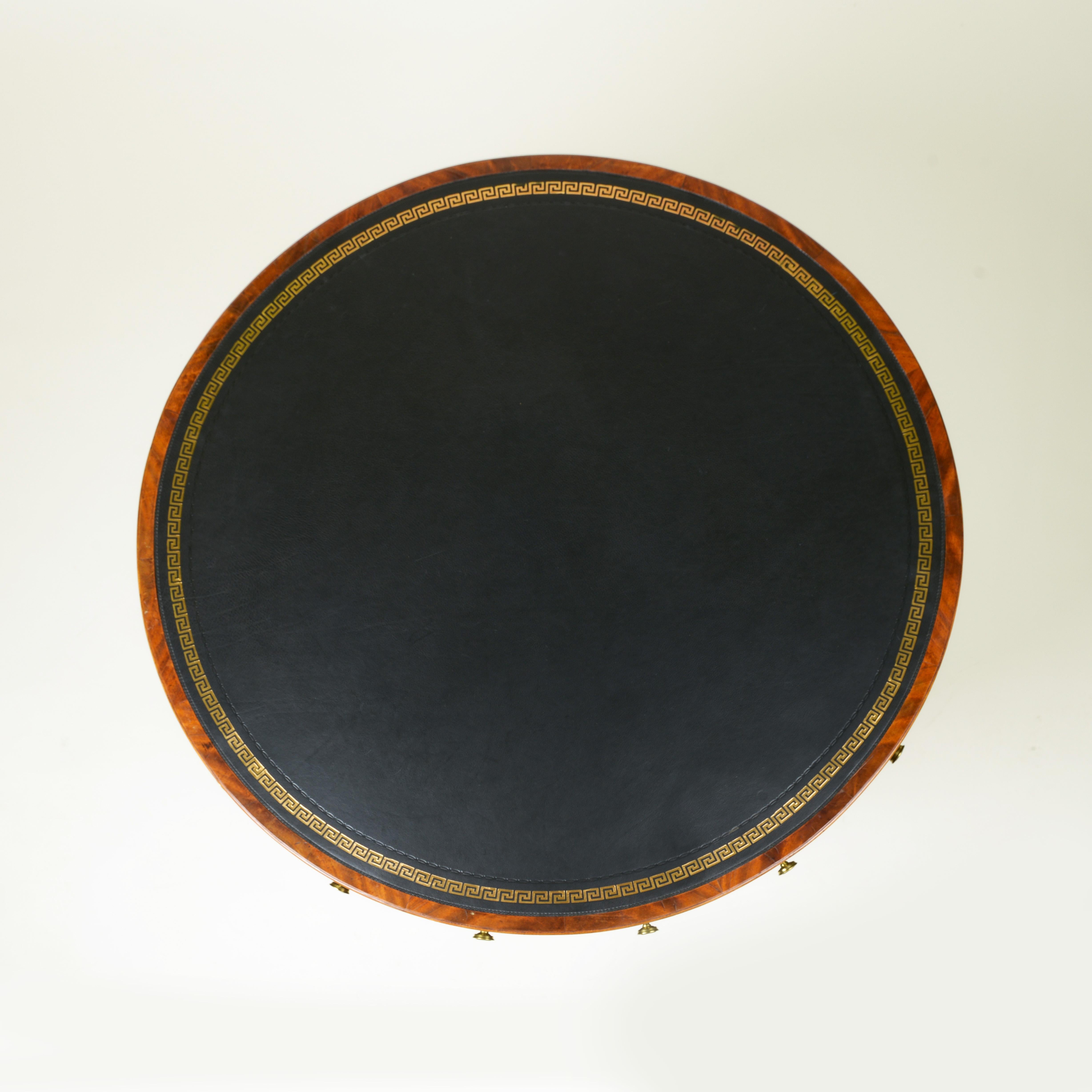 Fine Regency Leather-Top Mahogany Drum Table For Sale 2