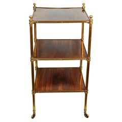 Antique Fine Regency Mahogany and Brass 3 Shelf Etagere of Small Scale