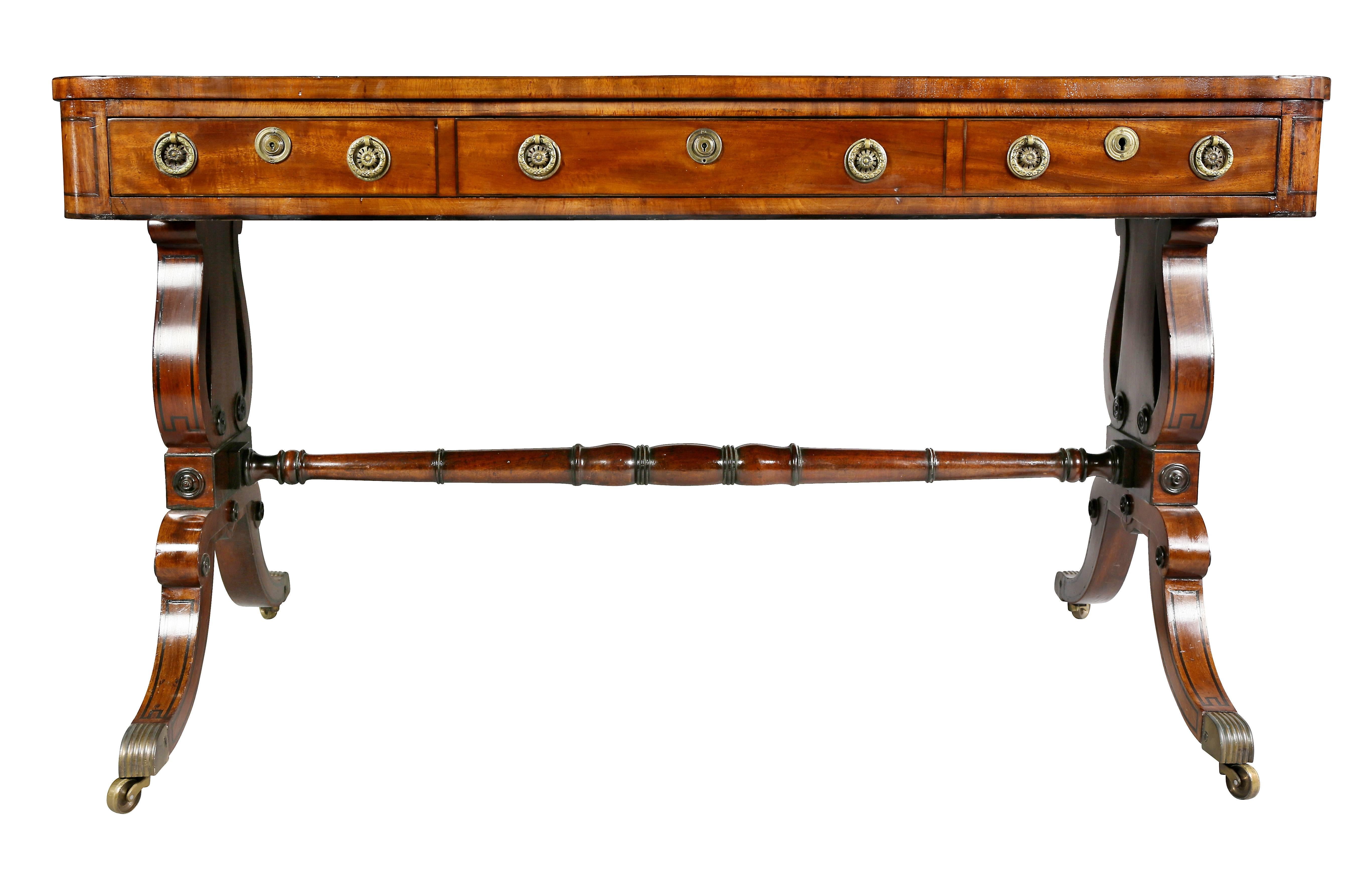 Fine Regency Mahogany and Ebony Inlaid Writing Table 8