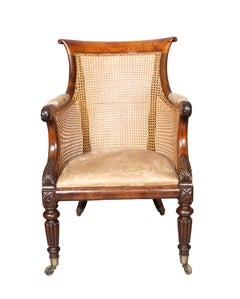 Fine Regency Mahogany Caned Bergere