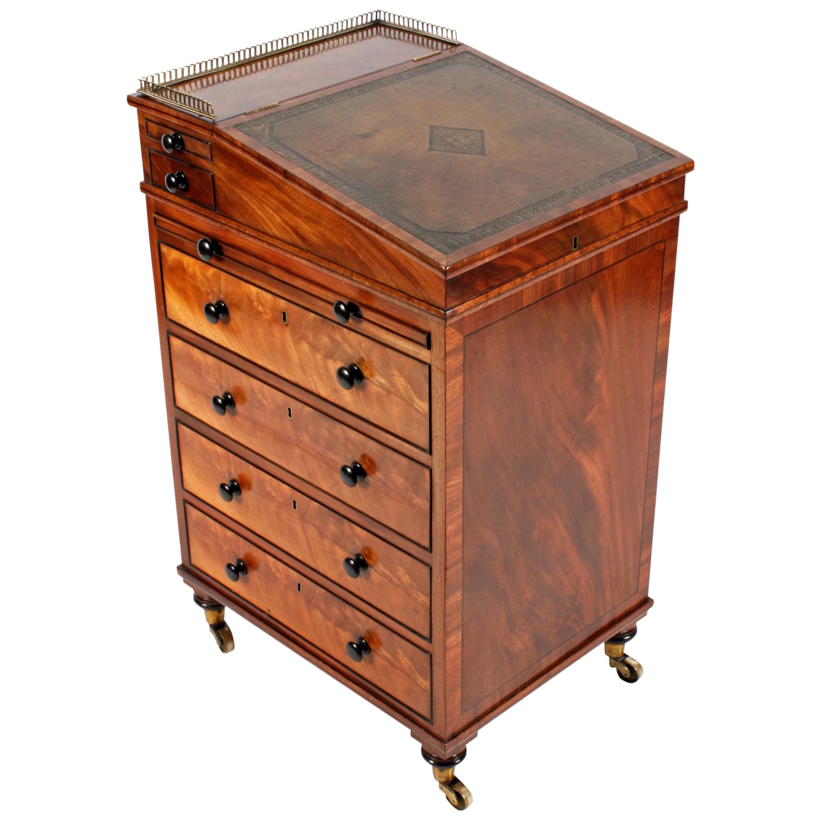 Fine 19th Century Small Regency Mahogany Davenport Desk For Sale