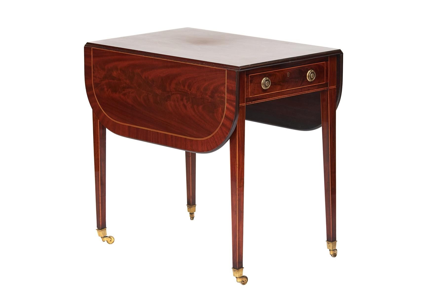 Sheraton Fine Regency Mahogany & Inlaid Pembroke Table For Sale