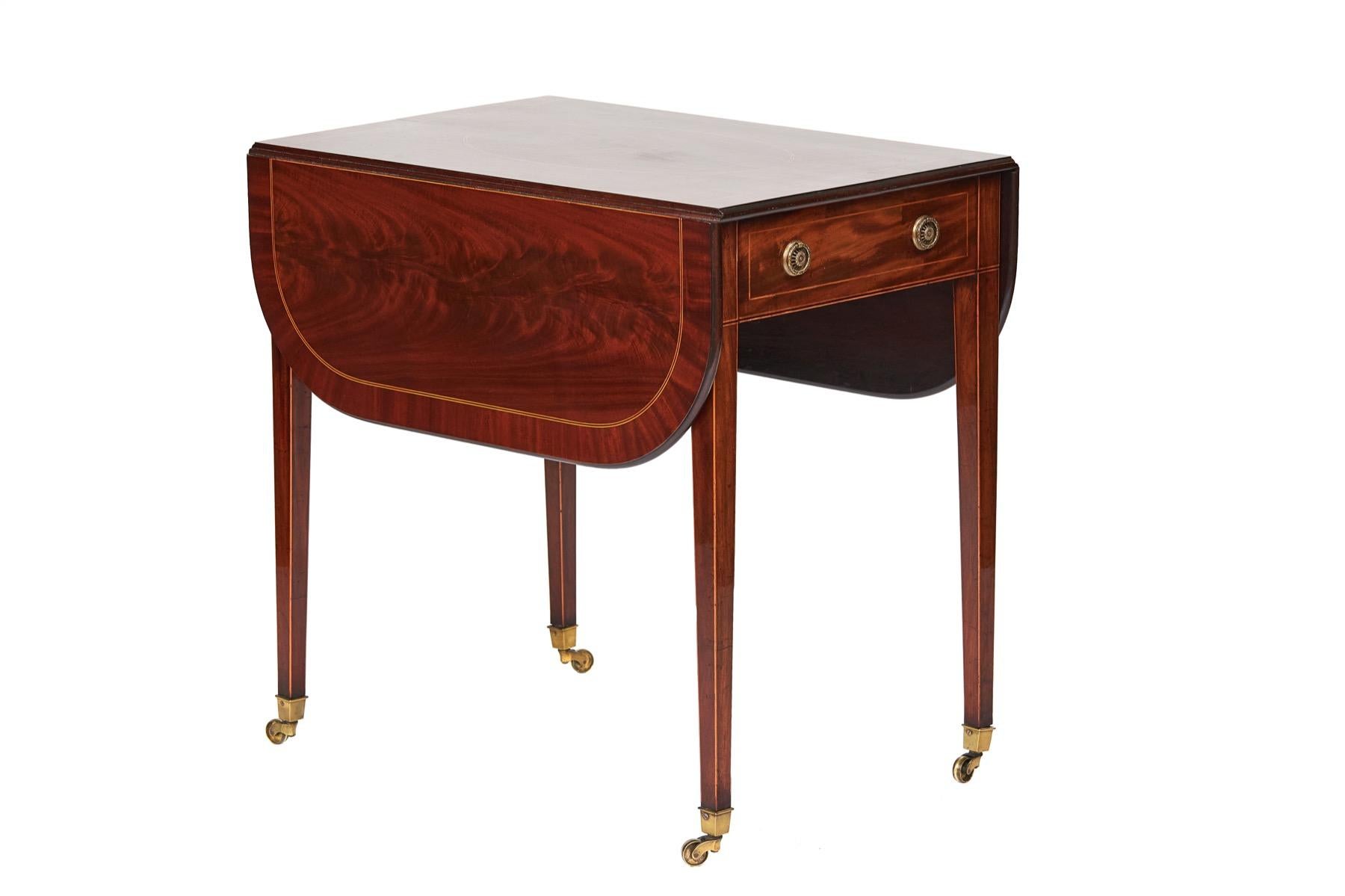 British Fine Regency Mahogany & Inlaid Pembroke Table For Sale