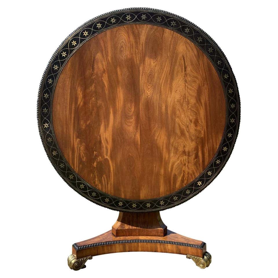 Round Table in Mahogany Flame Veneers Regency Styled For Sale at ...