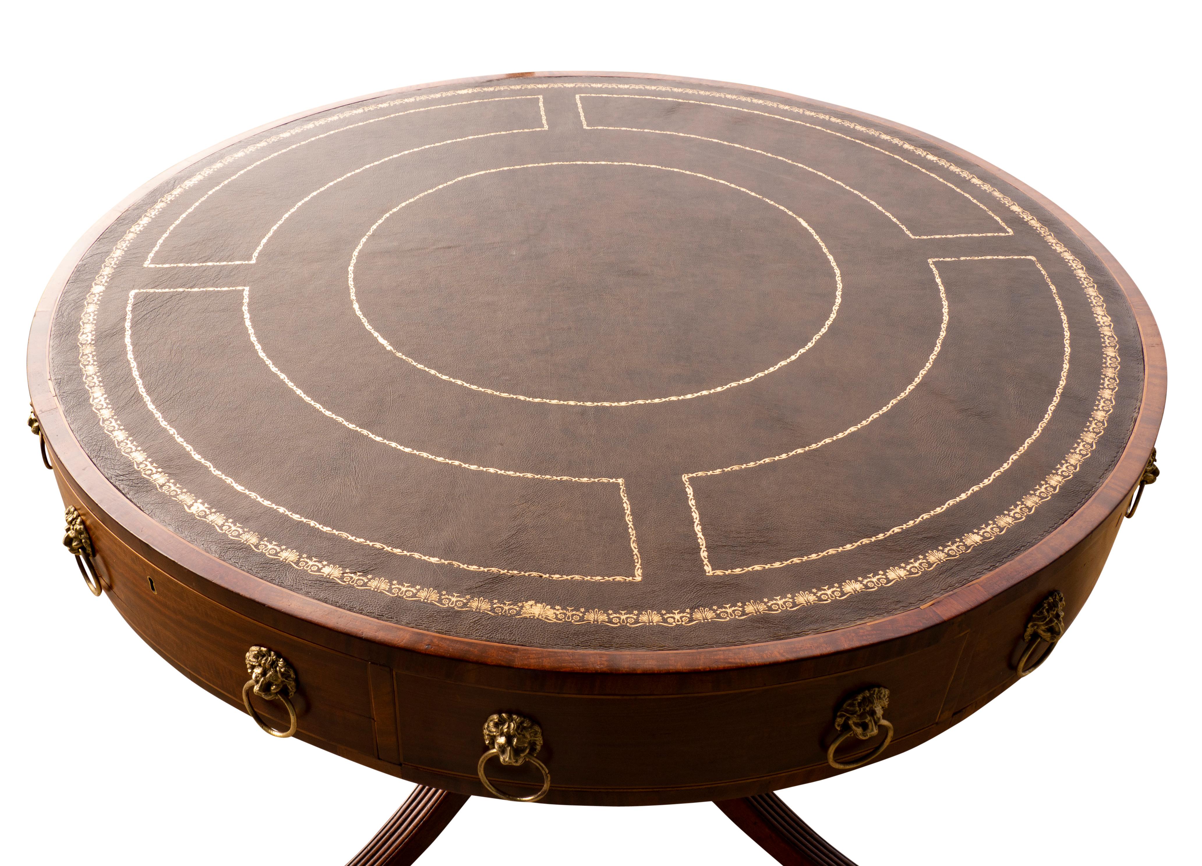 Fine Regency Mahogany Library Drum Table For Sale 7