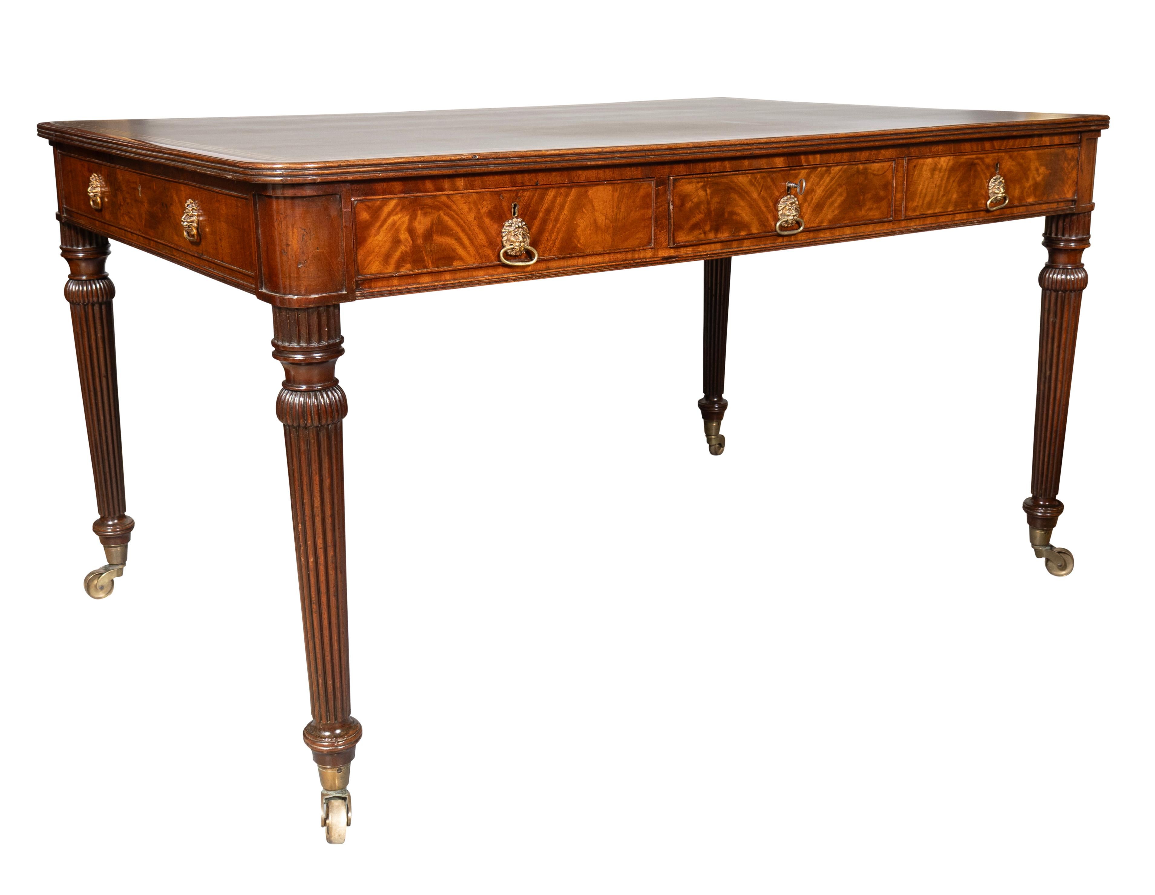 English Fine Regency Mahogany Writing Table For Sale