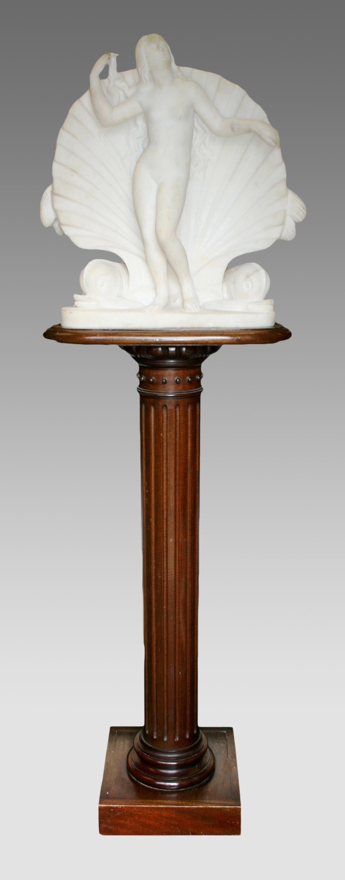 Fine Regency Marble Sculpture of Venus on Mahogany Pedestal For Sale 12
