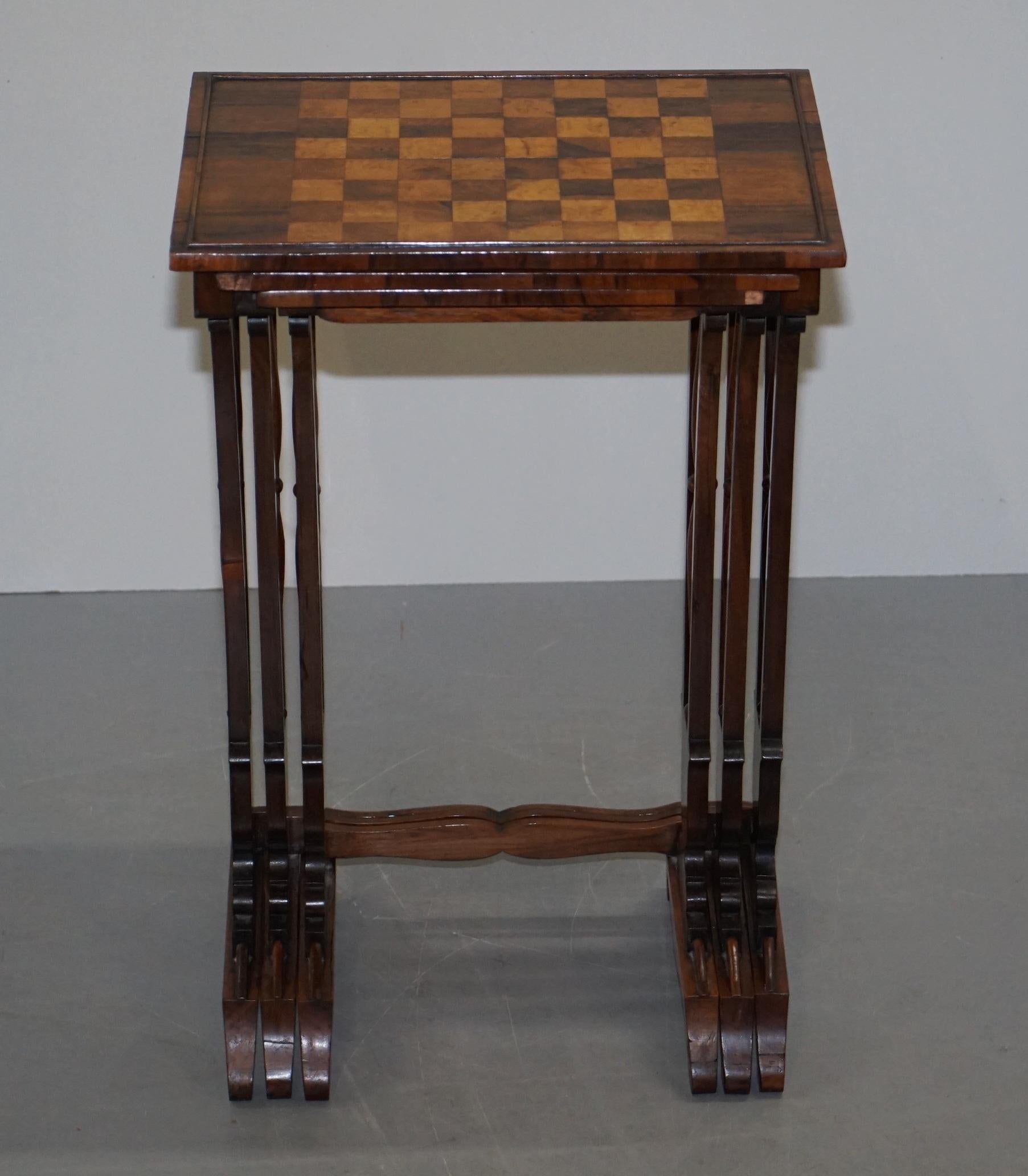 English Fine Regency Nest of Hardwood Tables with Chessboard Top Attributed to Gillows For Sale