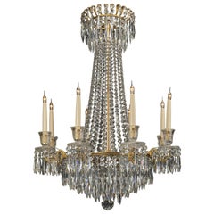 Raffinato lampadario con cornice in bronzo dorato e cristalli tagliati del periodo Regency, 1830 ca.