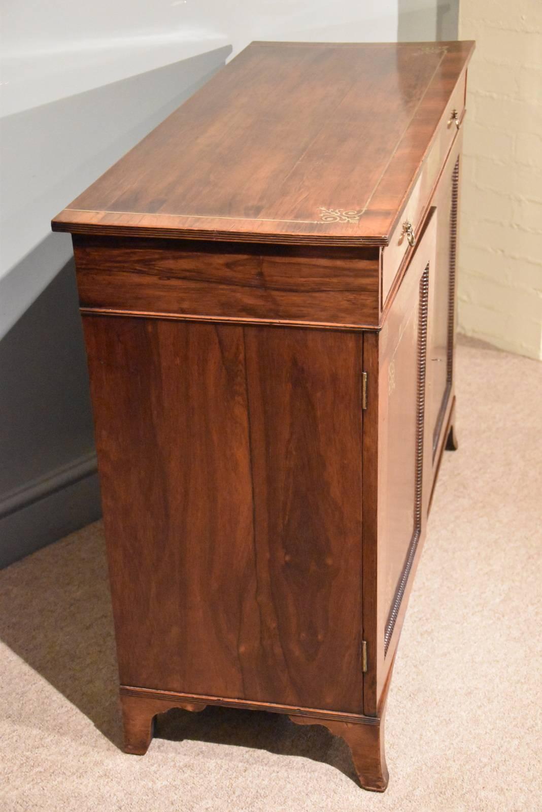 Fine Regency Period Rosewood Brass Inlaid Side Cabinet by Pitcher 4