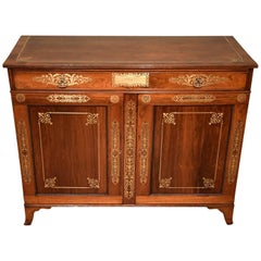 Antique Fine Regency Period Rosewood Brass Inlaid Side Cabinet by Pitcher