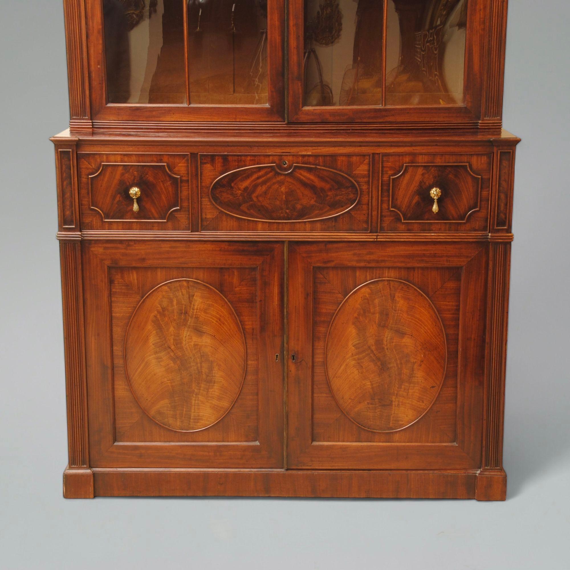 English Fine Regency Period Secretaire Bookcase By Walker Of Lancaster For Sale