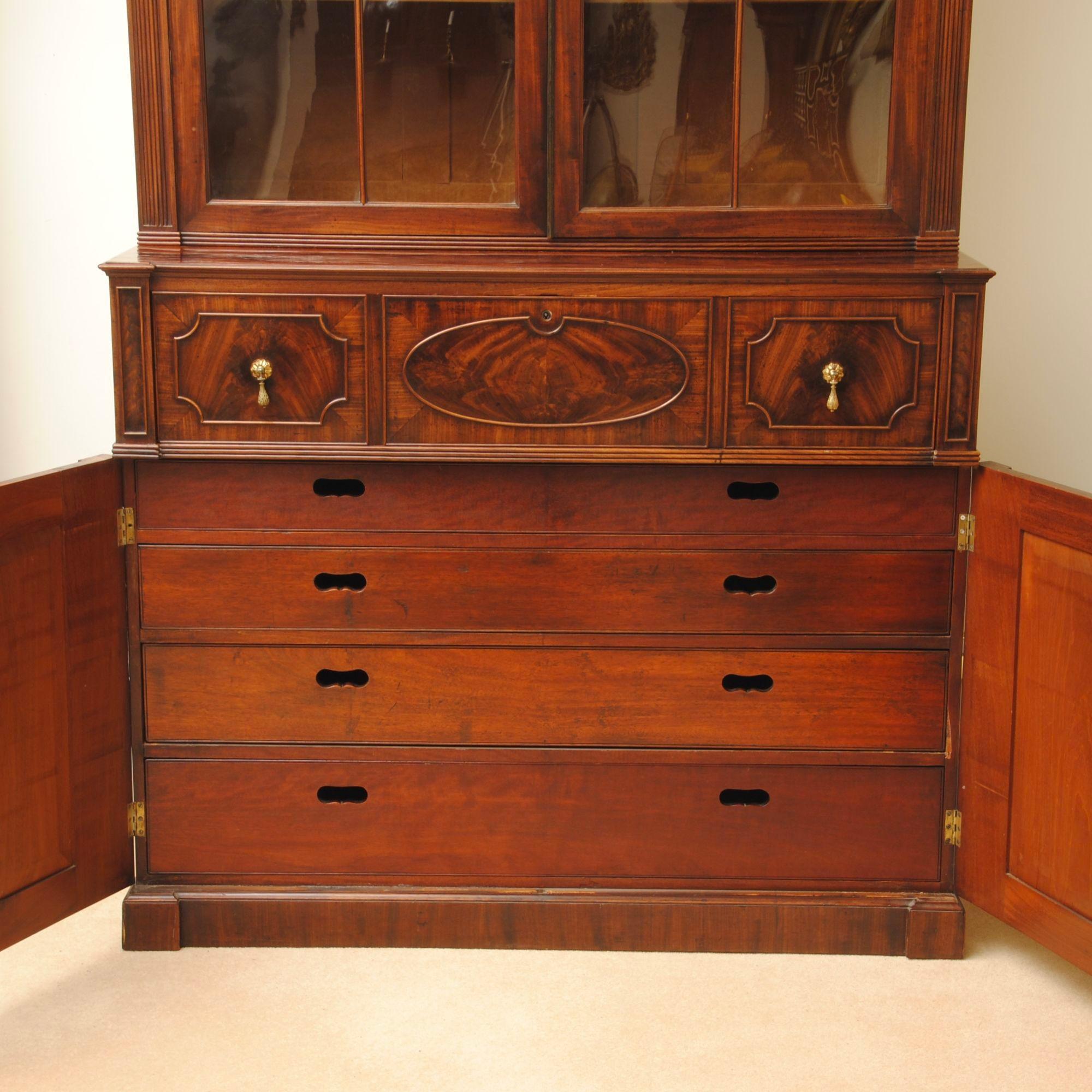 Fine Regency Period Secretaire Bookcase By Walker Of Lancaster For Sale 2
