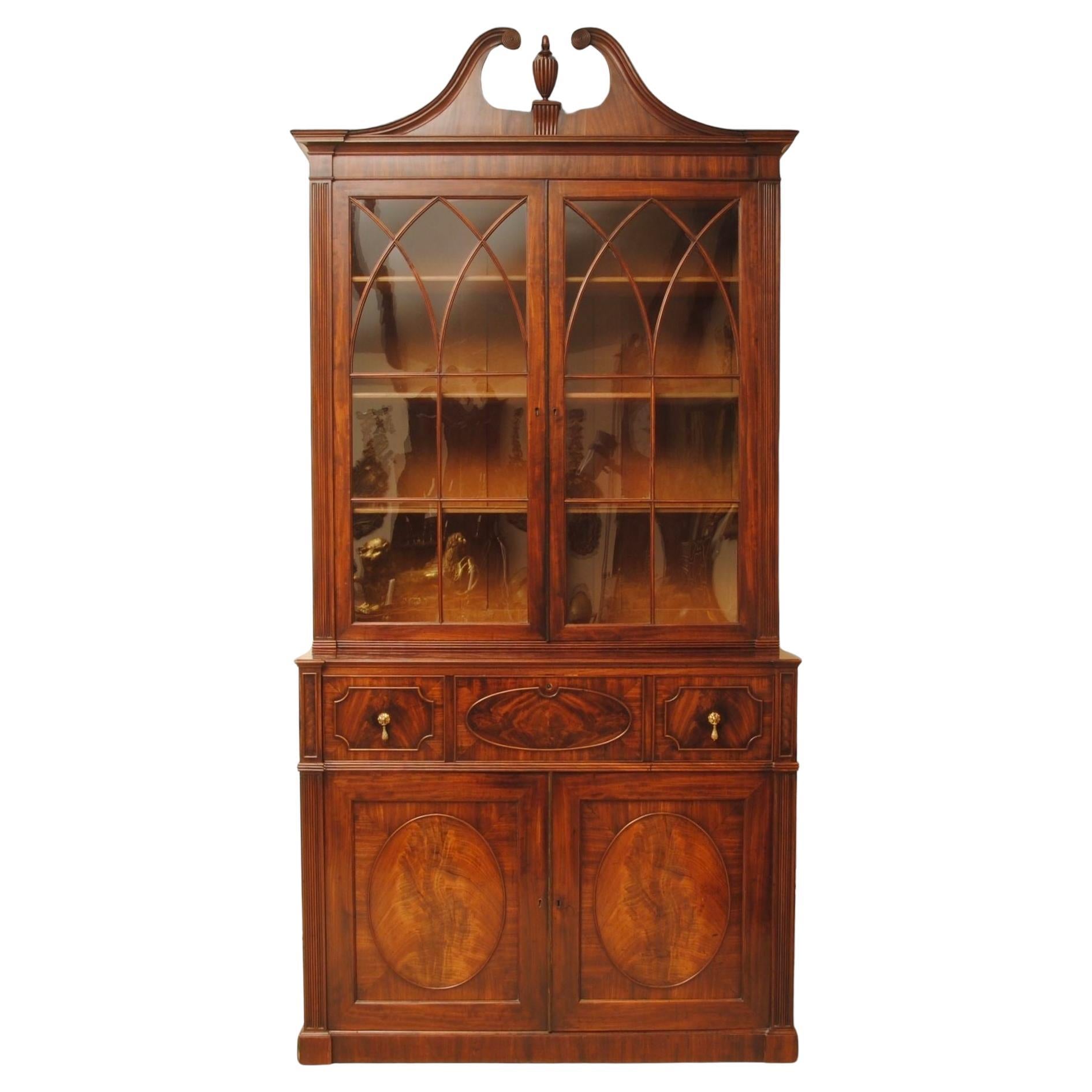 Fine Regency Period Secretaire Bookcase By Walker Of Lancaster For Sale