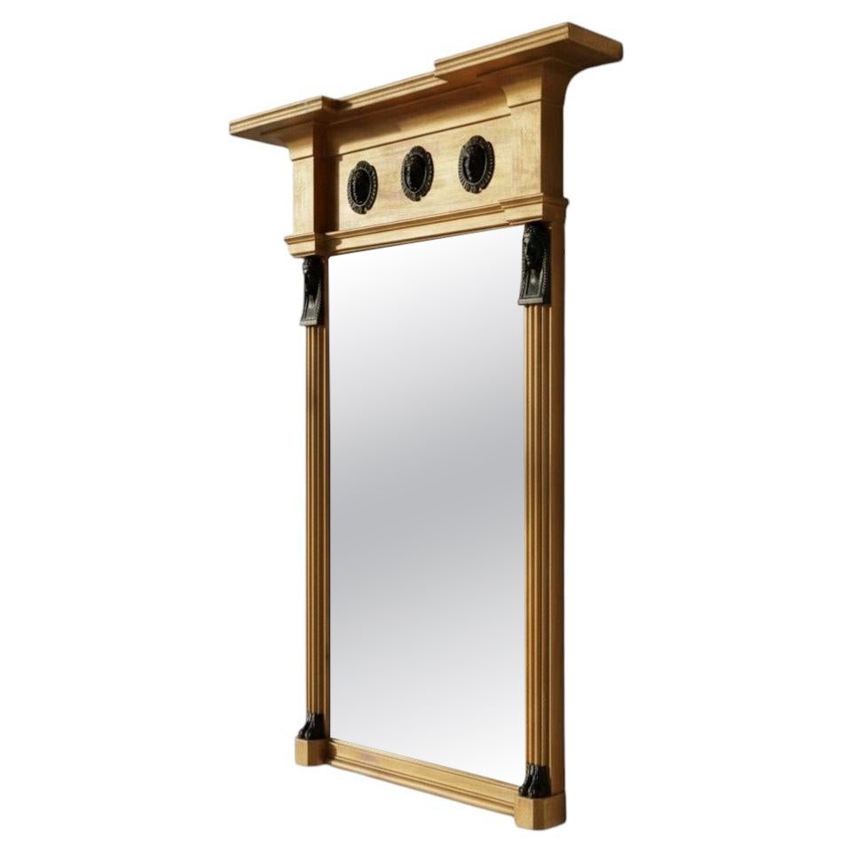 Fine Regency Revival Giltwood & Bronze Egyptian Revival Pier Mirror For Sale