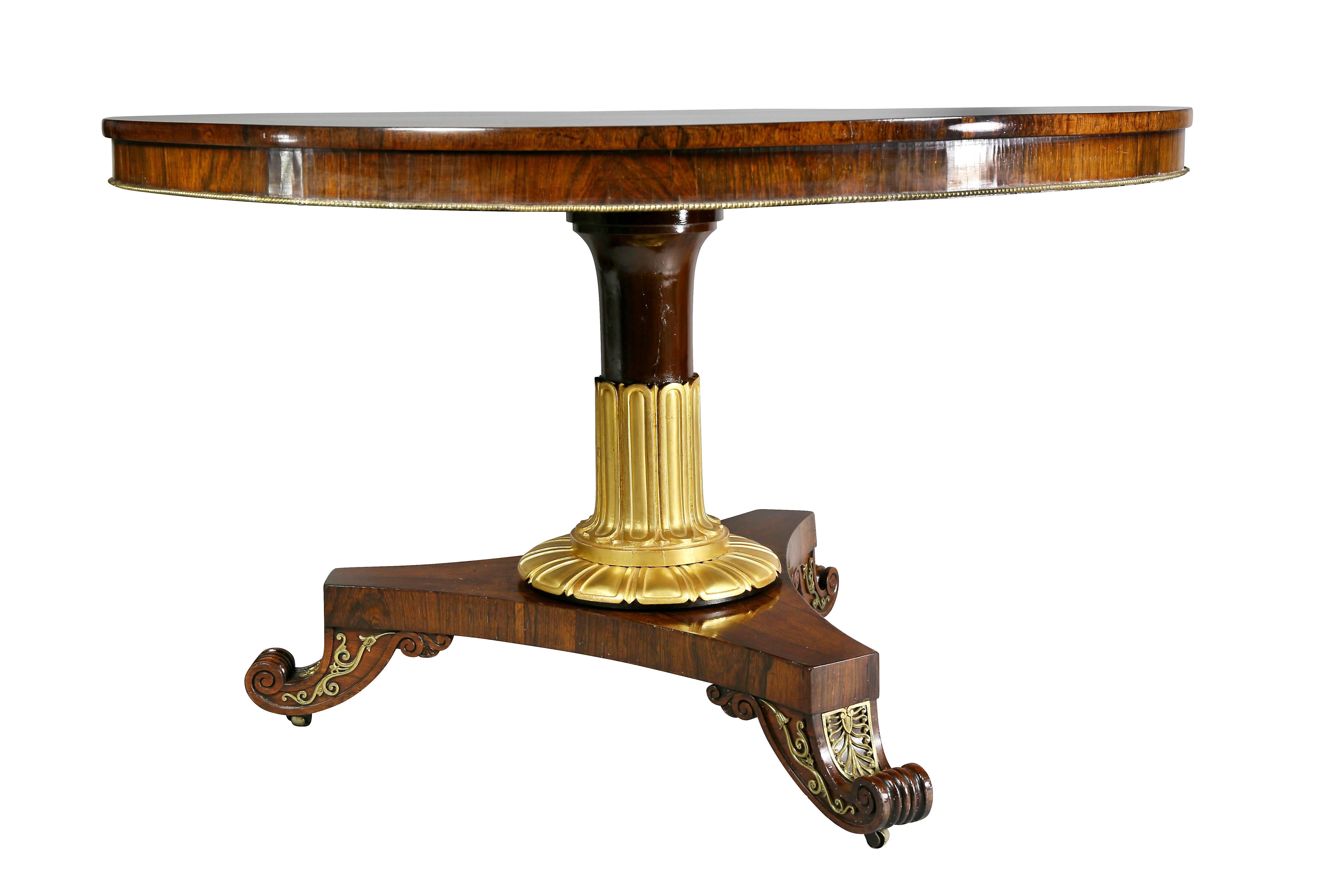 English Fine Regency Rosewood and Inlaid Centre / Breakfast Table