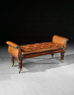 Fine Regency Rosewood Leather Upholstered Window Seat