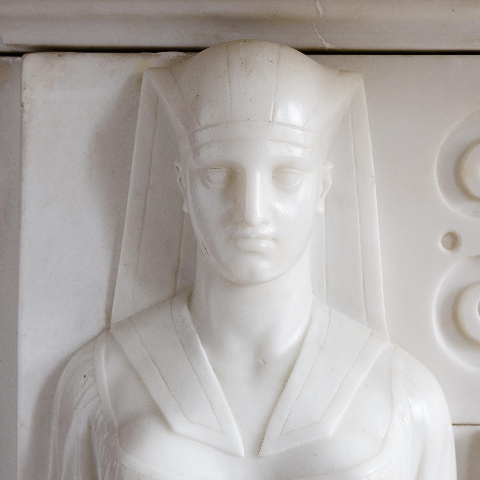 Fine Regency Statuary Marble Fireplace in the Egyptian Taste For Sale 5