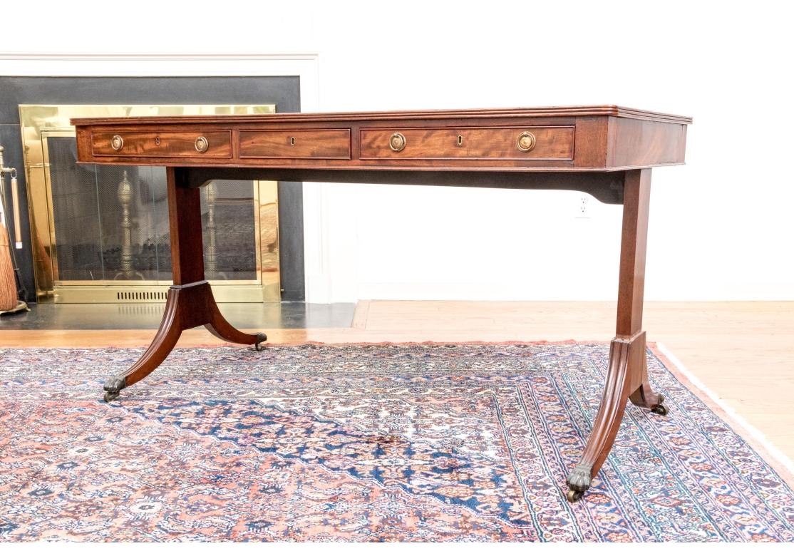 19th Century Fine Regency Style Embossed Leather Writing Desk