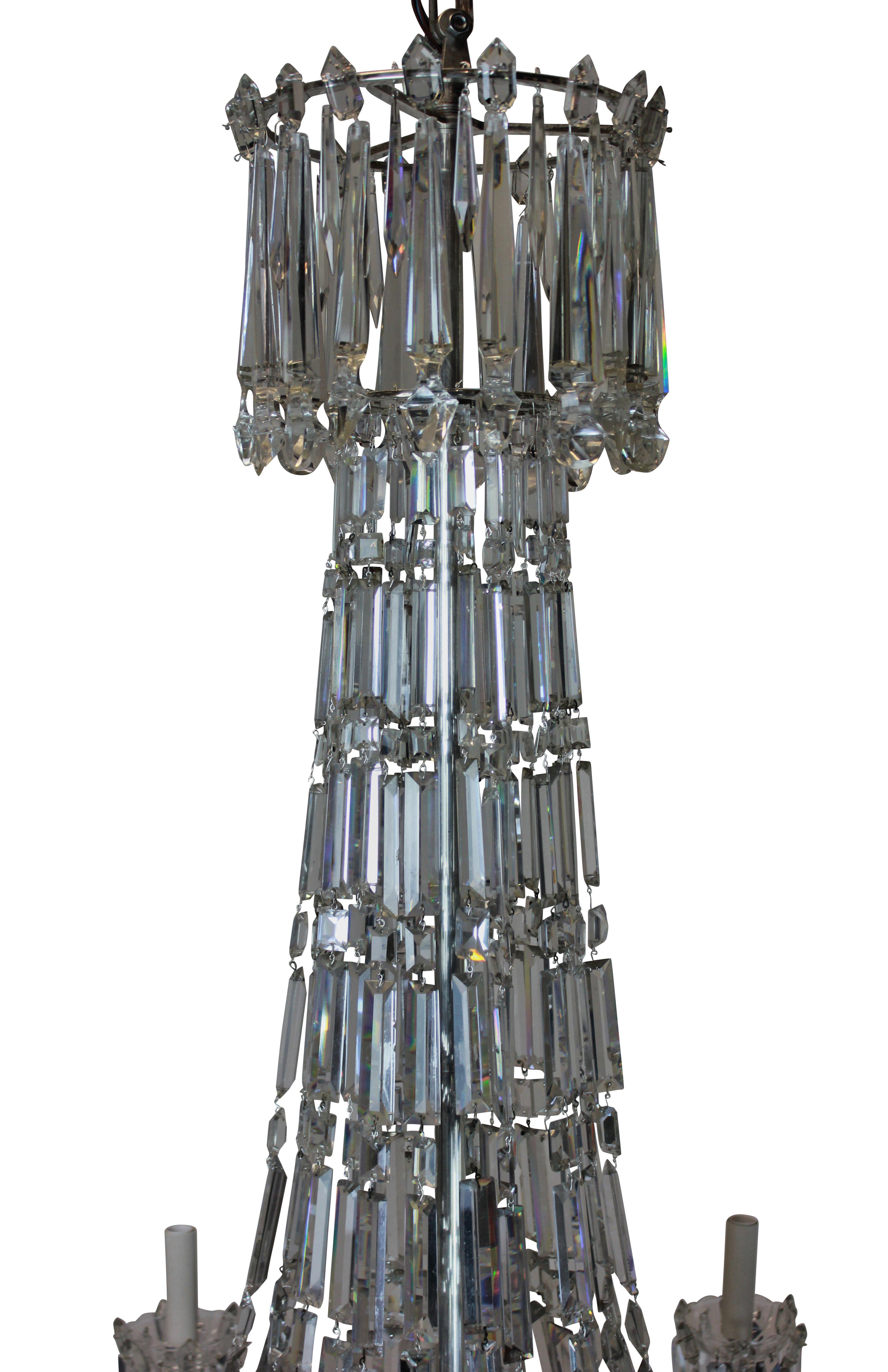 Fine Regency Tend and Waterfall Chandelier In Good Condition In Kent, Dover